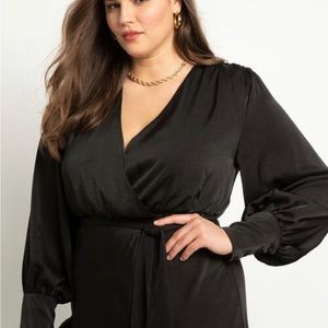 Eloquii Black Satin Maxi Dress sz 16W NWT